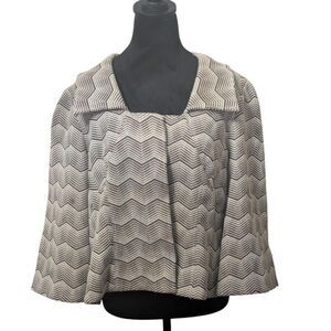 Hilton Hollis Chevron Cropped Jacket Capelet Designer Retro Mod Italian Fabric L